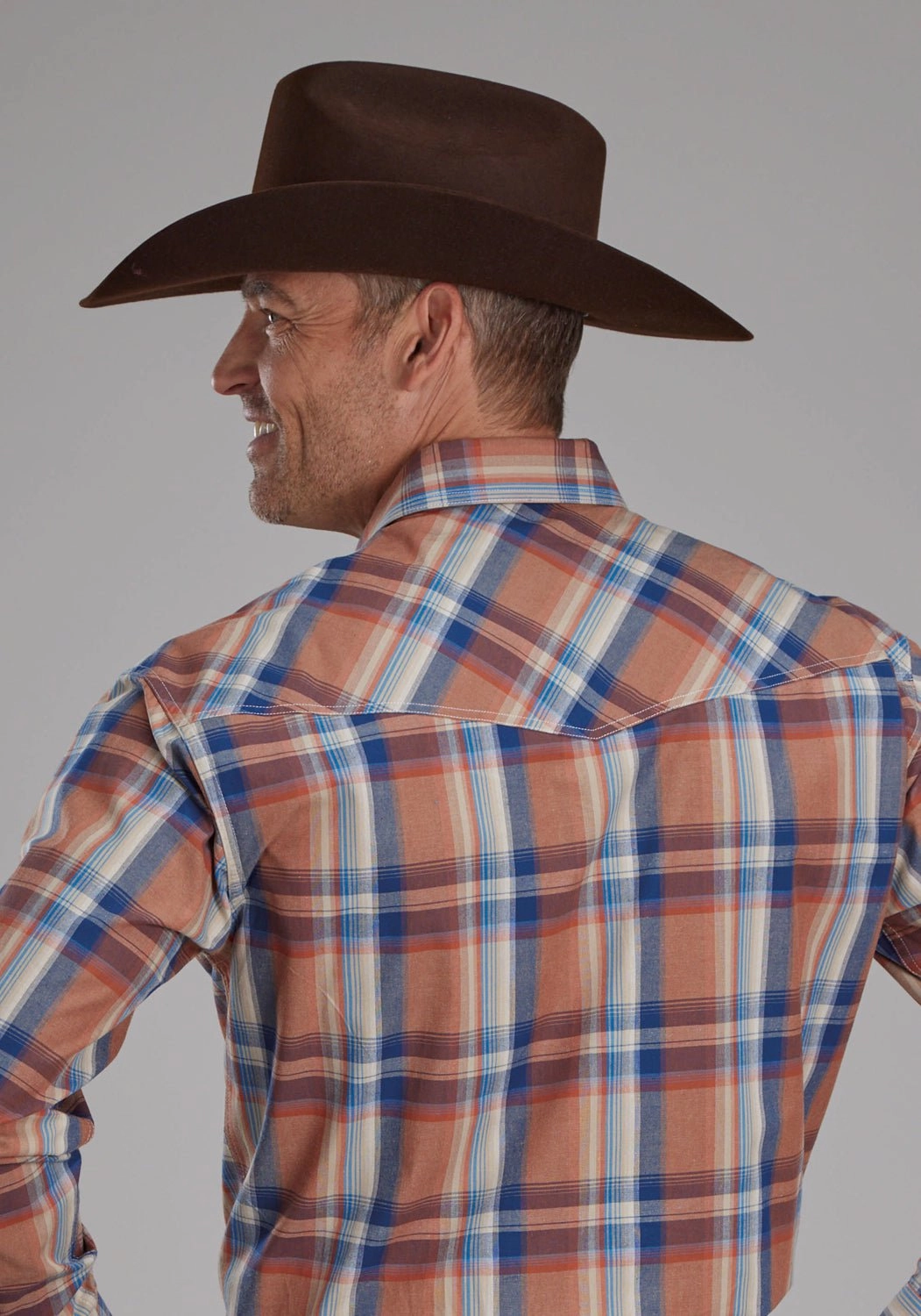Anti Cling Fabric Roper Mens 2158 Falling Leaves Plaid Multi-Color 100% Cotton L/S Shirt