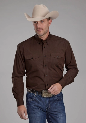 Roper Mens 2162 Black Fill Brown 100% Cotton Btn L/S Shirt Classic Cuts Roper Mens 2162 Black Fill Brown 100% Cotton Btn L/S Shirt Edgy Fashion