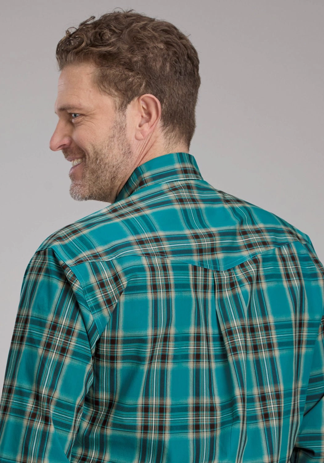 Chilly Weather Wear Roper Mens 2246 Real Plaid Teal 100% Cotton Btn L/S Shirt