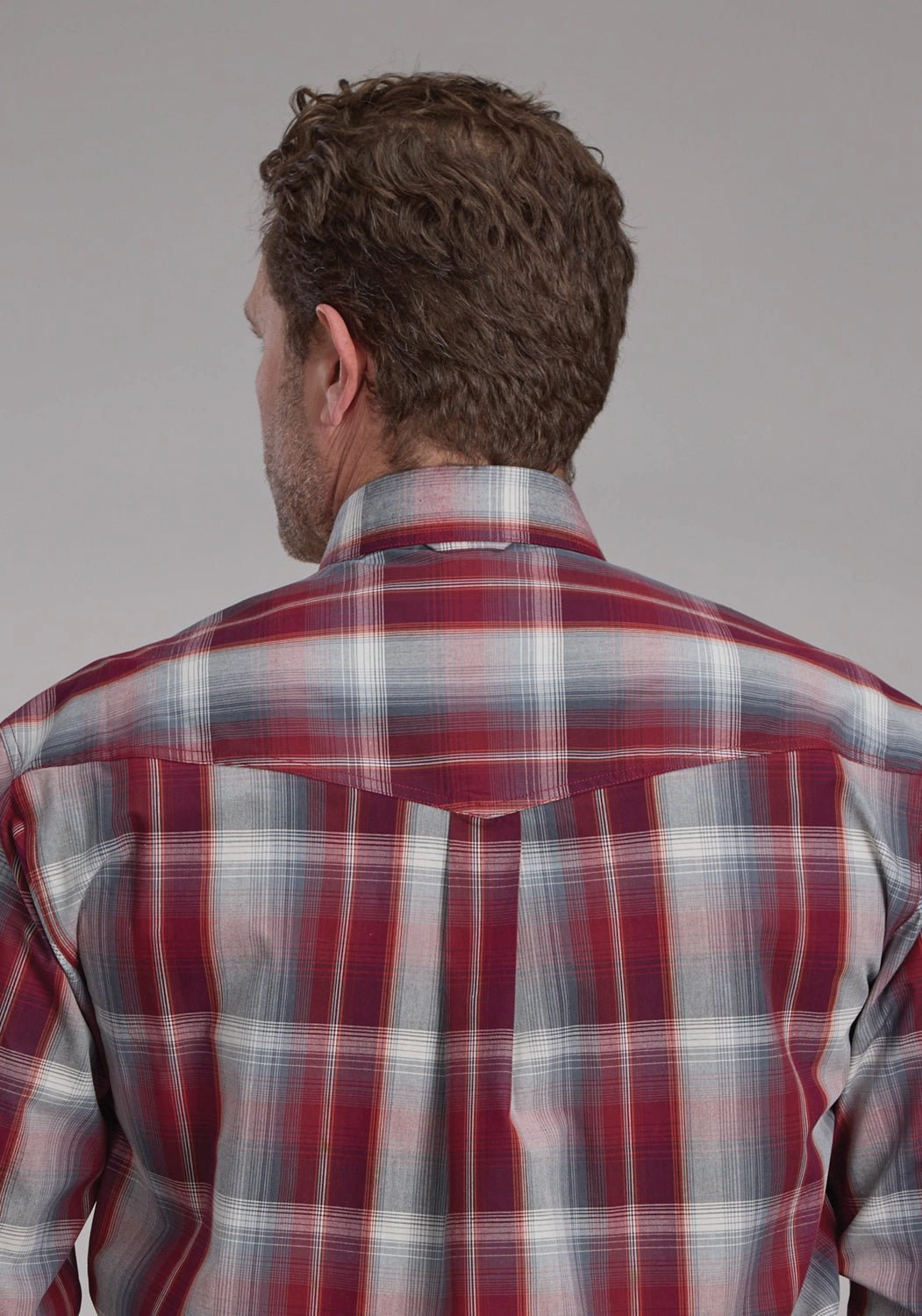 Roper Mens 2248 Plaid Wine/Smoke 100% Cotton Btn L/S Shirt Smart Layering