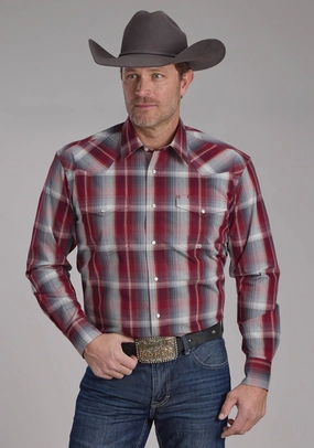 Roper Mens 2248 Plaid Wine/Smoke 100% Cotton L/S Shirt Bold Comfort Sustainable fashion Roper Mens 2248 Plaid Wine/Smoke 100% Cotton L/S Shirt