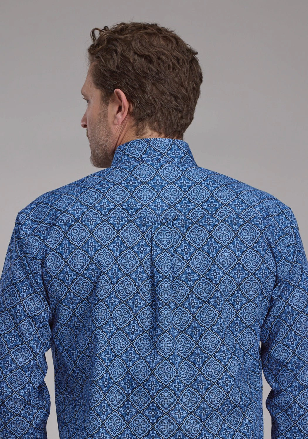 Roper Mens 2251 Sapphire Ornamental Blue 100% Cotton 1 Pkt L/S Shirt Essential Piece Non Iron Fabric