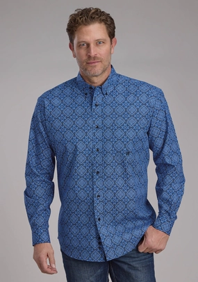 Roper Mens 2251 Sapphire Ornamental Blue 100% Cotton 1 Pkt L/S Shirt Minimalist Style Roper Mens 2251 Sapphire Ornamental Blue 100% Cotton 1 Pkt L/S Shirt Simple Elegance