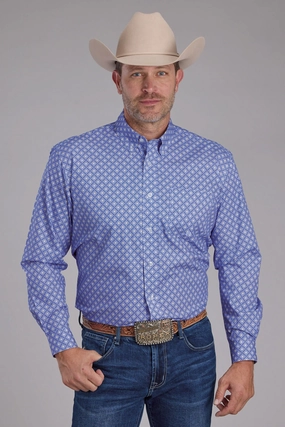 Roper Mens 2385 Foulard Periwinkle 100% Cotton 1 Pkt L/S Shirt Compact Weave Material Roper Mens 2385 Foulard Periwinkle 100% Cotton 1 Pkt L/S Shirt Summer Camp
