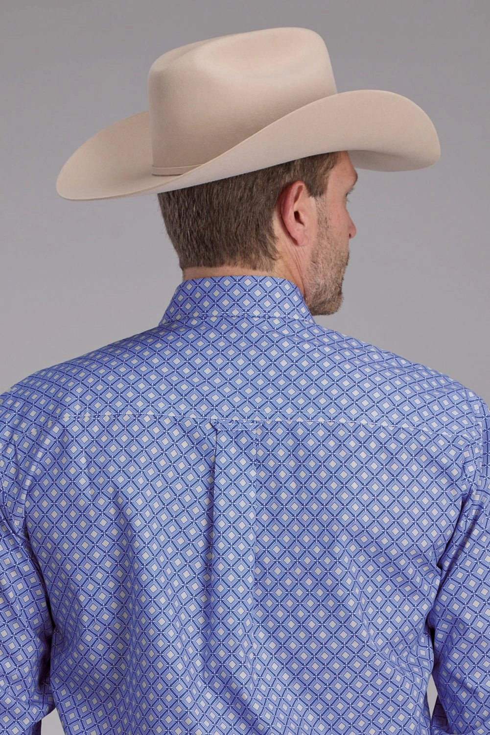 Roper Mens 2385 Foulard Periwinkle 100% Cotton 1 Pkt L/S Shirt On-The-Go Style