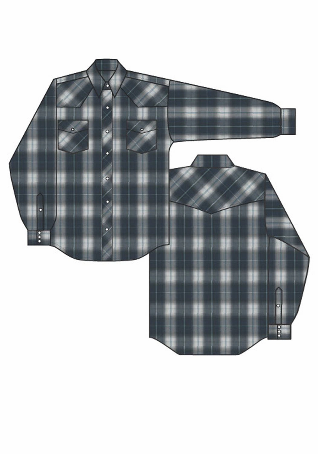 Roper Mens 55/45 Large Scale Navy/Grey Cotton Blend L/S Shirt Chic Wardrobe