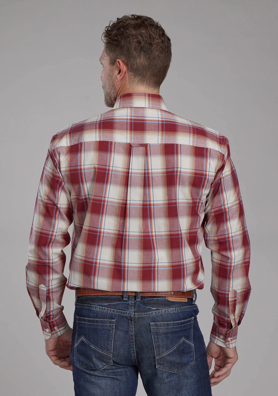 Seasonal Collection Roper Mens 57 Chevy Plaid Red/White 100% Cotton 1 Pkt L/S Shirt