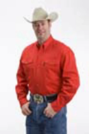 Roper Mens Basics Button Down Red 100% Cotton L/S Shirt Relaxed Comfort Ventilated Back Panel Roper Mens Basics Button Down Red 100% Cotton L/S Shirt
