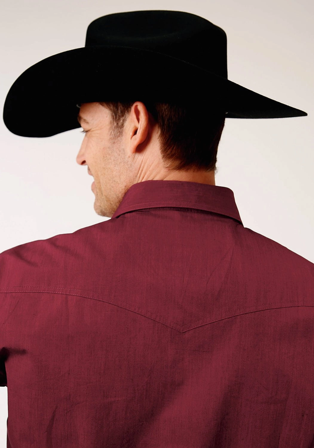 Smooth Seam Finish Roper Mens Black Solid Fill Wine 100% Cotton L/S Shirt