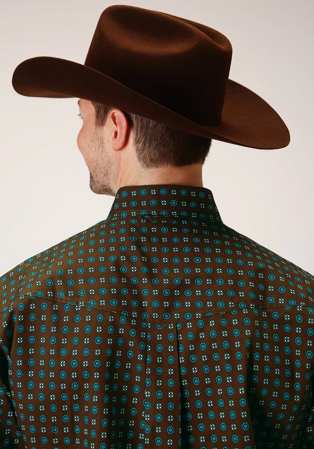 elegant design Trend-Driven Roper Mens Chocolate 100% Cotton Agave Foulard BD L/S Btn Shirt