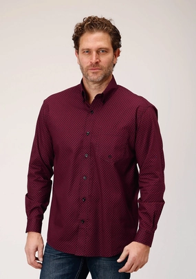 Roper Mens Four Leaf Foulard Red 100% Cotton L/S Shirt Soft Wear Roper Mens Four Leaf Foulard Red 100% Cotton L/S Shirt High-End Look Versatile Outfit