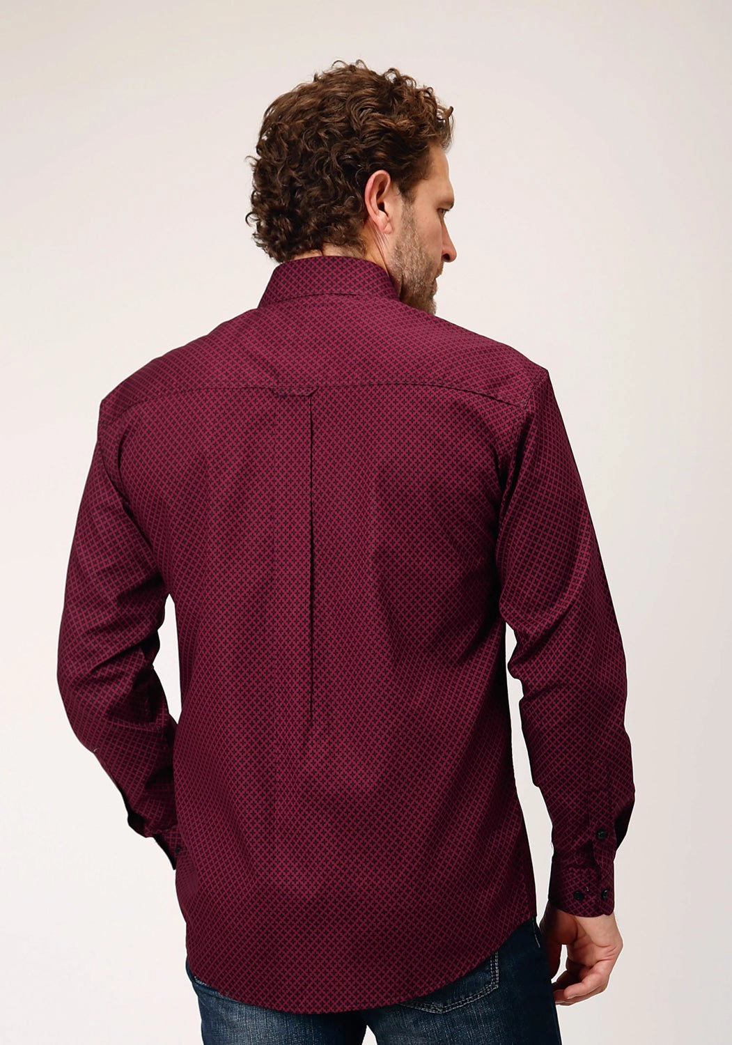 Anti Pilling Finish Roper Mens Four Leaf Foulard Red 100% Cotton L/S Shirt