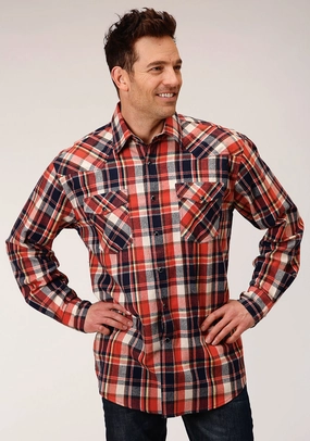 Roper Mens Navy Multi 100% Cotton Unlined Flannel Plaid L/S Tall Shirt Zip Up Roper Mens Navy Multi 100% Cotton Unlined Flannel Plaid L/S Tall Shirt crew neck Urban Comfort