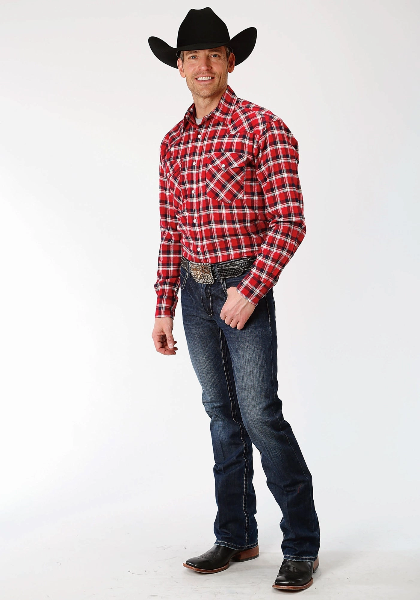 All-Occasion Wear Roper Mens Red/Navy 100% Cotton Plaid Flannel L/S Tall Shirt