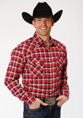 Roper Mens Red/Navy 100% Cotton Plaid Flannel L/S Tall Shirt Active Wear Roper Mens Red/Navy 100% Cotton Plaid Flannel L/S Tall Shirt Seasonal Wear