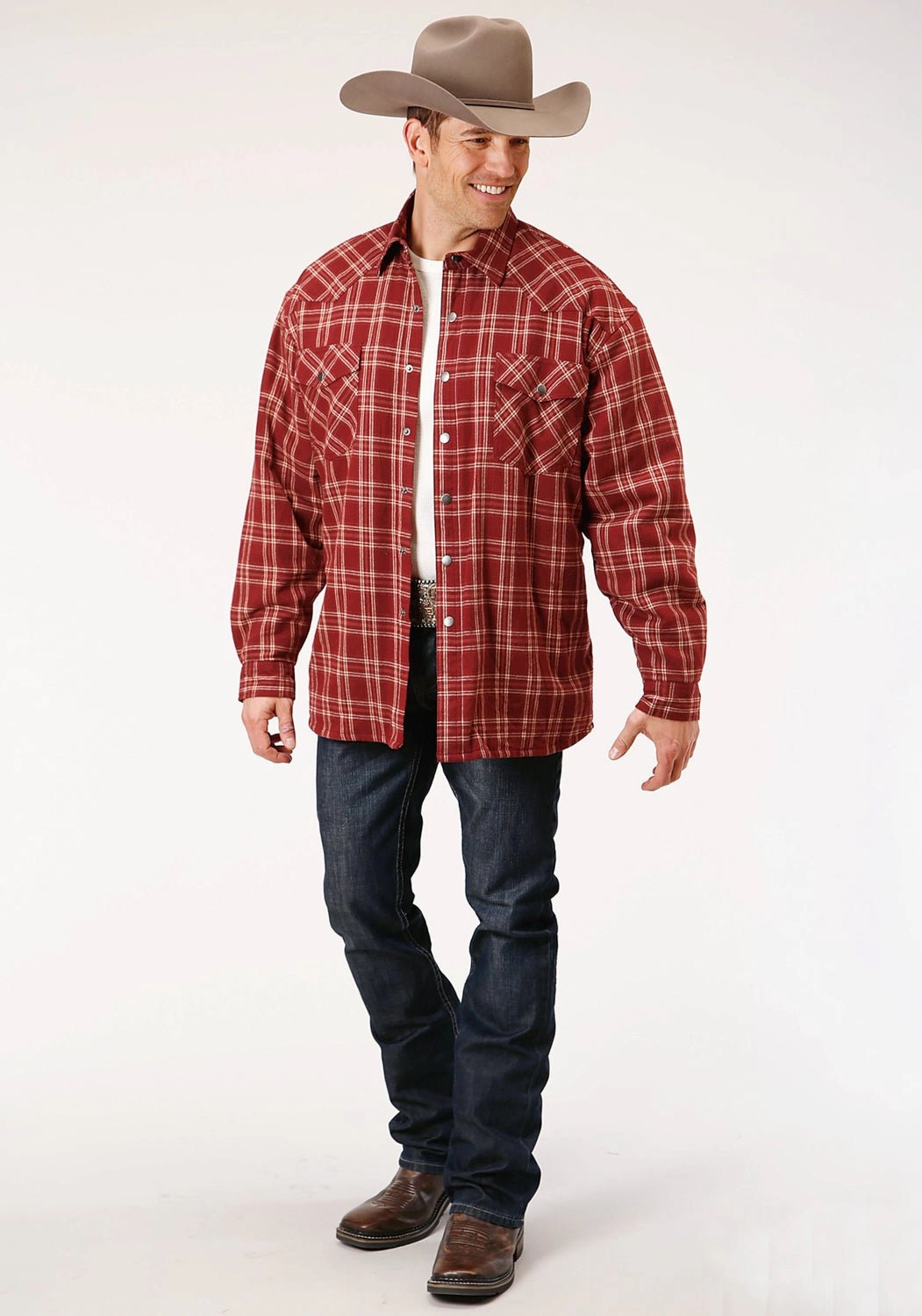 Perfect Look High-Quality Material Roper Mens Sherpa Jacket Tall Wine 100% Cotton L/S Shirt