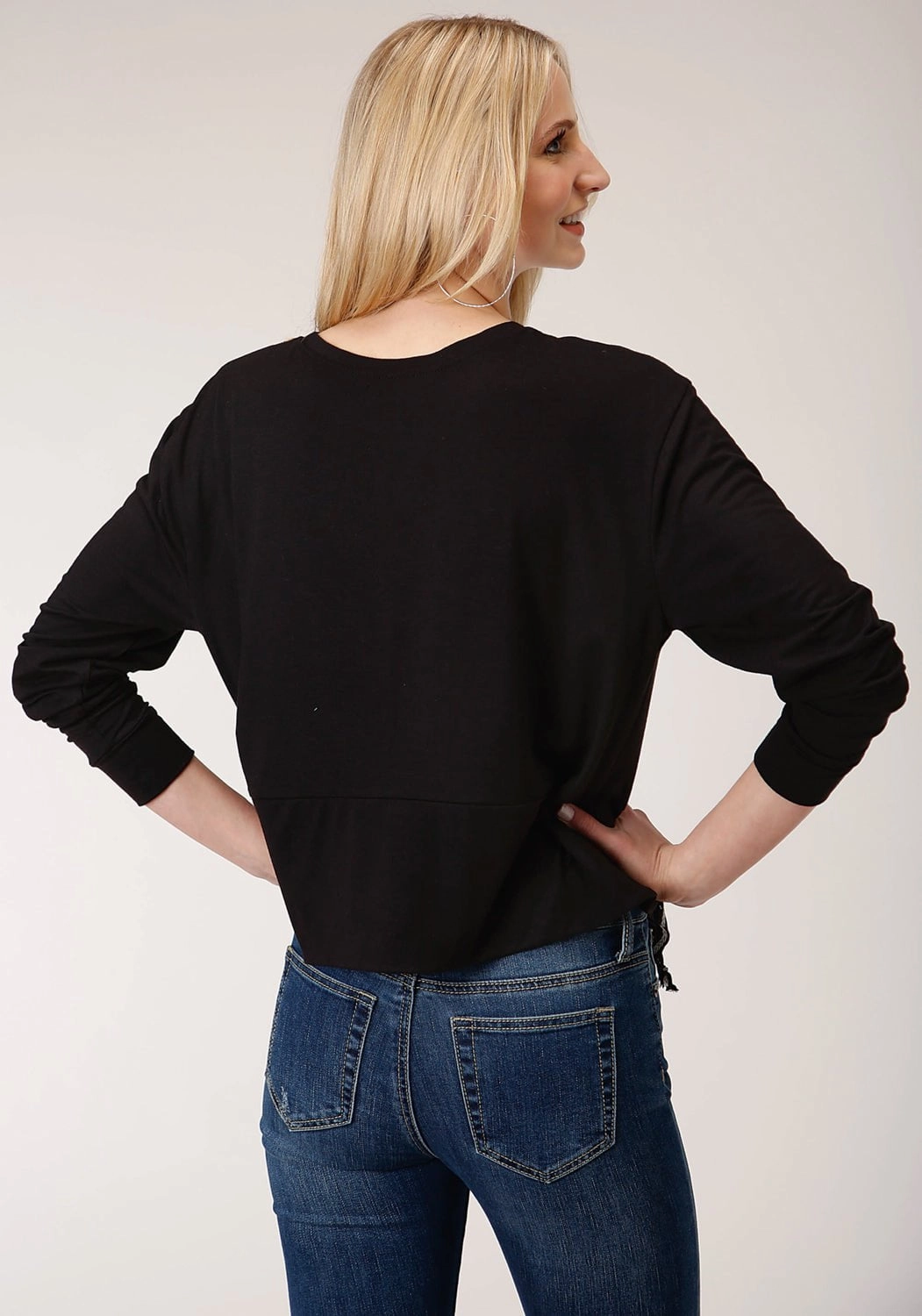 Pre Washed Denim Roper Womens Black Poly/Rayon Stay Wild L/S T-Shirt