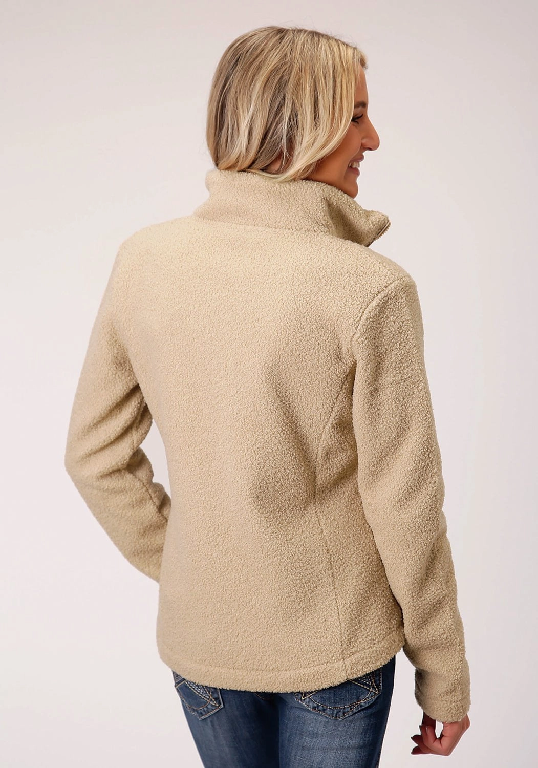 Timeless Wear Fit And Easy Roper Womens Brown Polyester Faux Lamb Fur Jacket