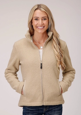 Roper Womens Brown Polyester Faux Lamb Fur Jacket Retro pattern Roper Womens Brown Polyester Faux Lamb Fur Jacket Weekend Style