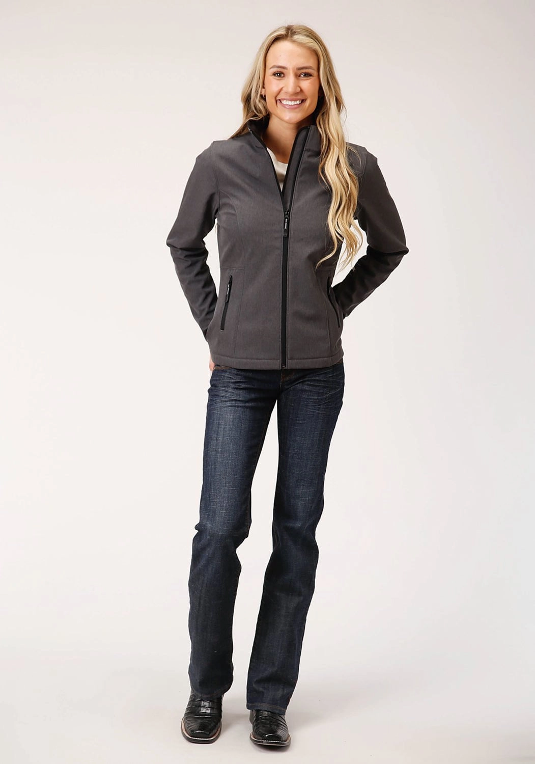 Simple Match Roper Womens Heather Grey Polyester Softshell Jacket