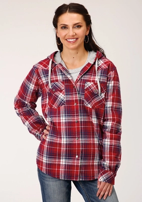 Roper Womens Red/White 100% Cotton Thermal Lined Hooded Jacket Eco Conscious Production Roper Womens Red/White 100% Cotton Thermal Lined Hooded Jacket Weekend Warrior Elegant