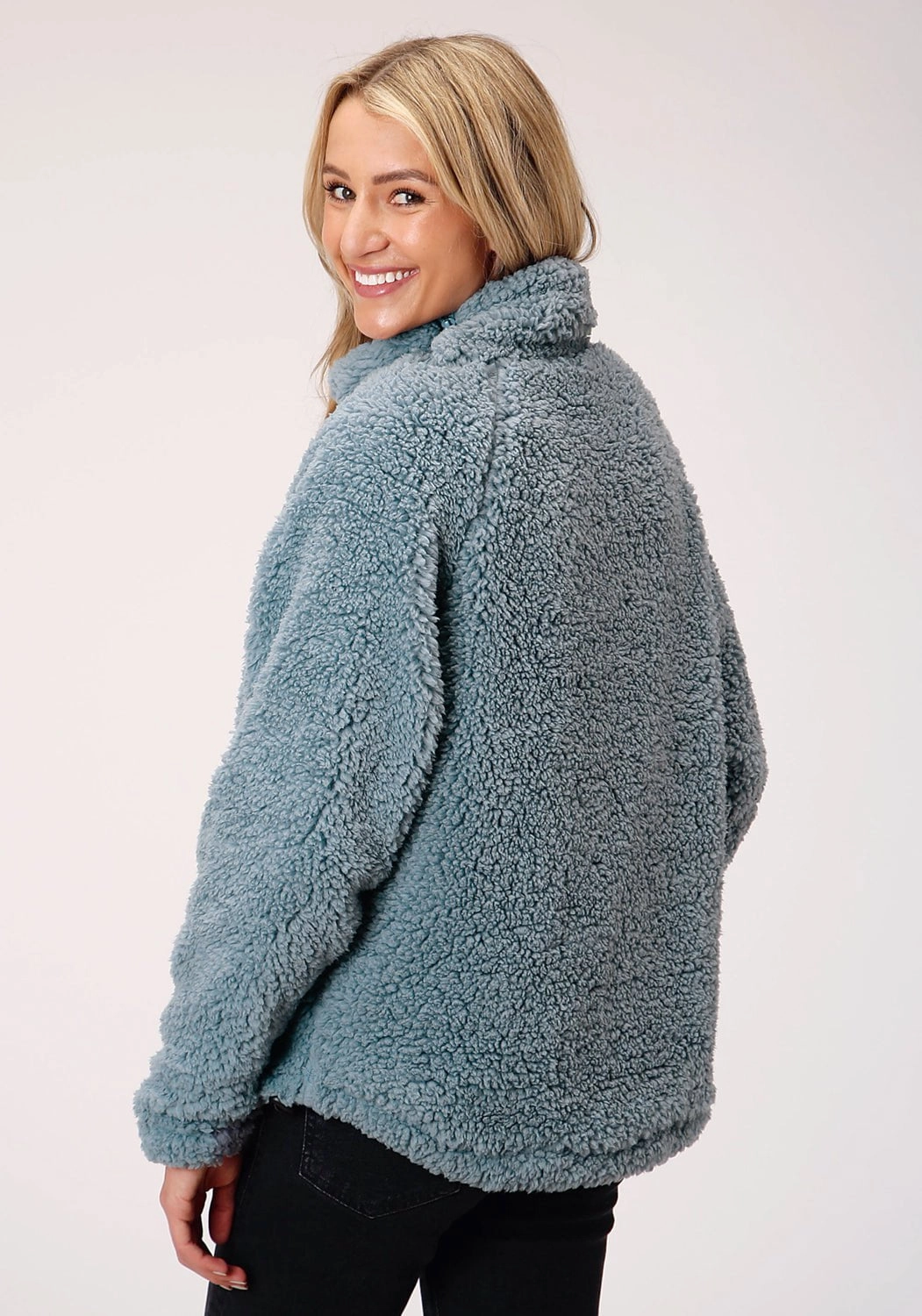 Flawless Look Simple Outfit Roper Womens Steel Blue Polyester Polar Fleece Lined Jacket