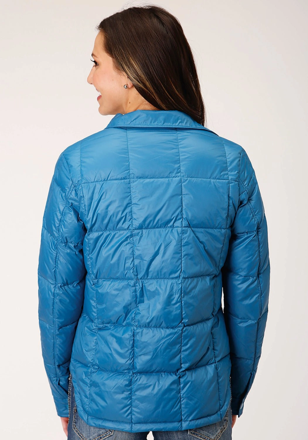 Roper Womens Teal Blue Nylon Parachute Down Fill Jacket Casual Wear