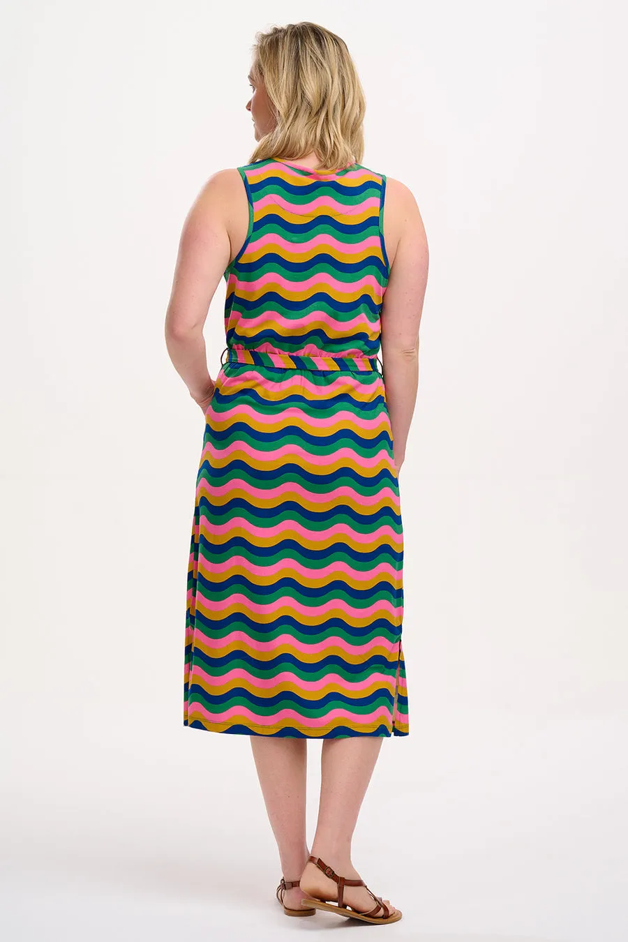 Rory Jersey Midi Dress in Rainbow Waves Summer Mood