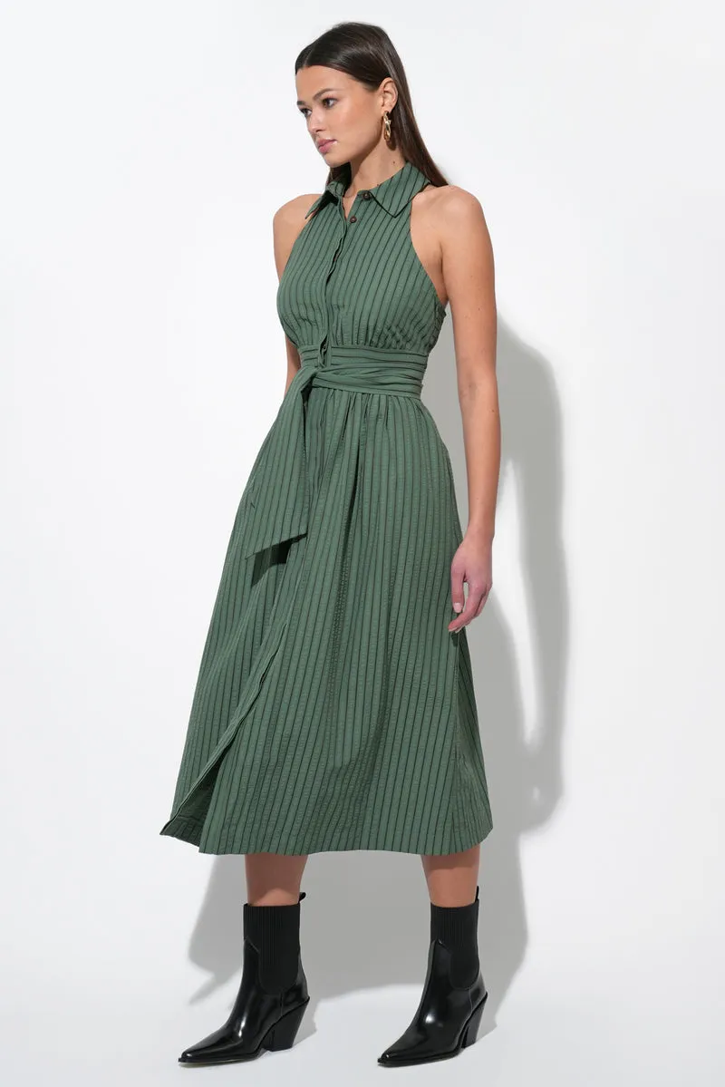 Clean Comfort ROSA FLUTTER HALTER COLLARED DRESS