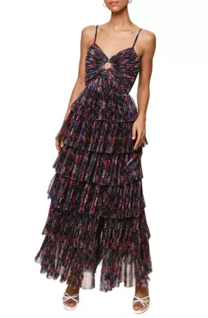 Rosey Gown in Navy Tropical Garden Box Pleats Rosey Gown in Navy Tropical Garden Brunch Tone Shore Time