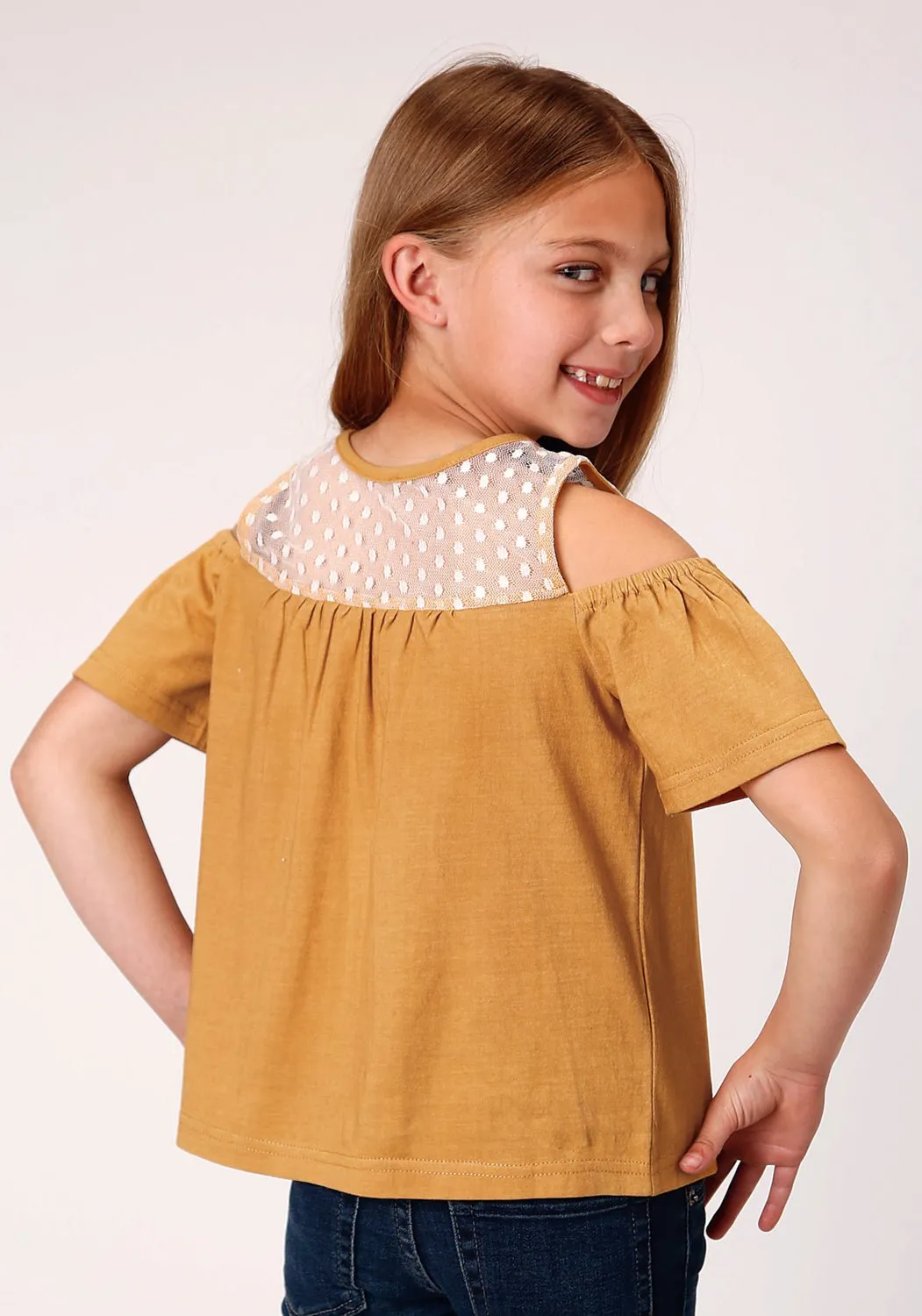 Lakeside Relaxation Seamless Side Panels Roper Girls Yellow 100% Cotton Dip Dyed S/S Tunic