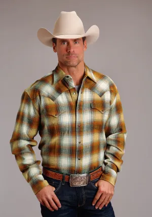 Round Collar Stetson Mens Cream Plaid Brown 100% Cotton L/S Shirt Stetson Mens Cream Plaid Brown 100% Cotton L/S Shirt Iconic look Urban Edge