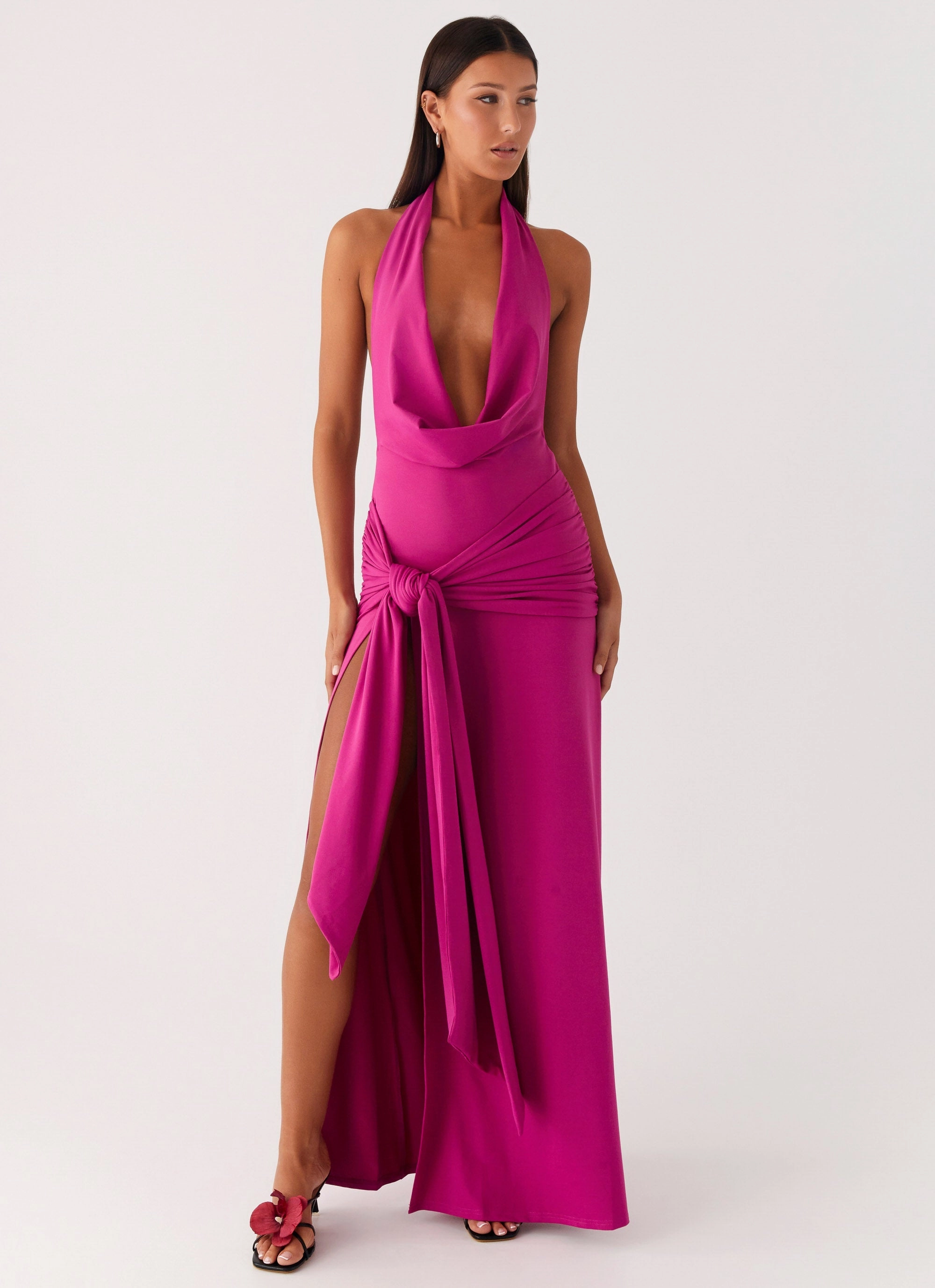 Rowan Ray Cowl Maxi Dress - Fuchsia Modern and Feminine Understated Charm