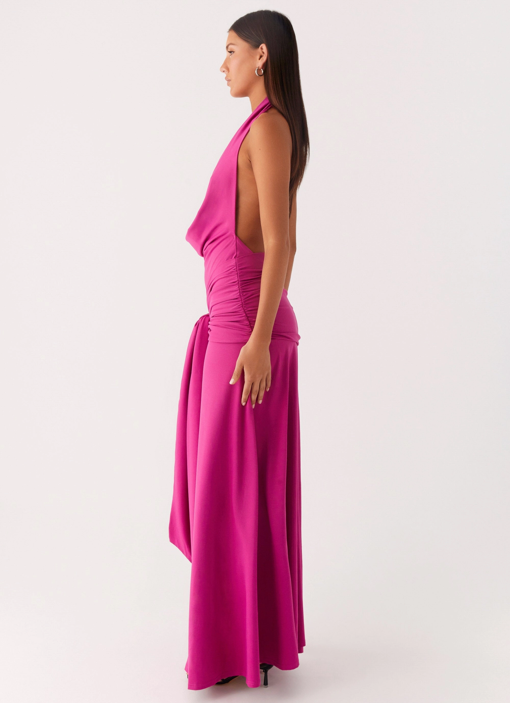 Chic Waistband Rowan Ray Cowl Maxi Dress - Fuchsia