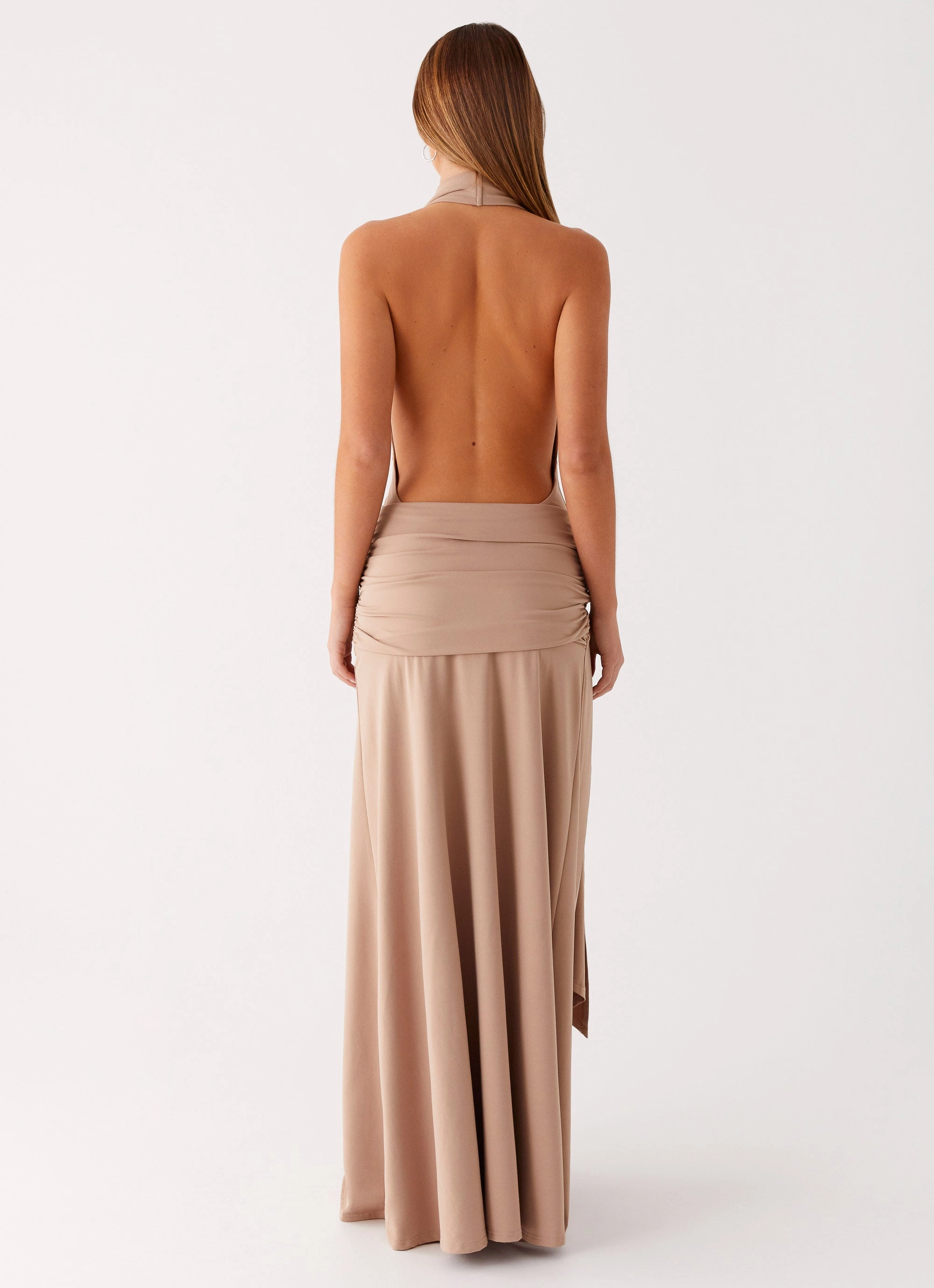 Rowan Ray Cowl Maxi Dress - Light Taupe Hip-Flattering Skin-friendly