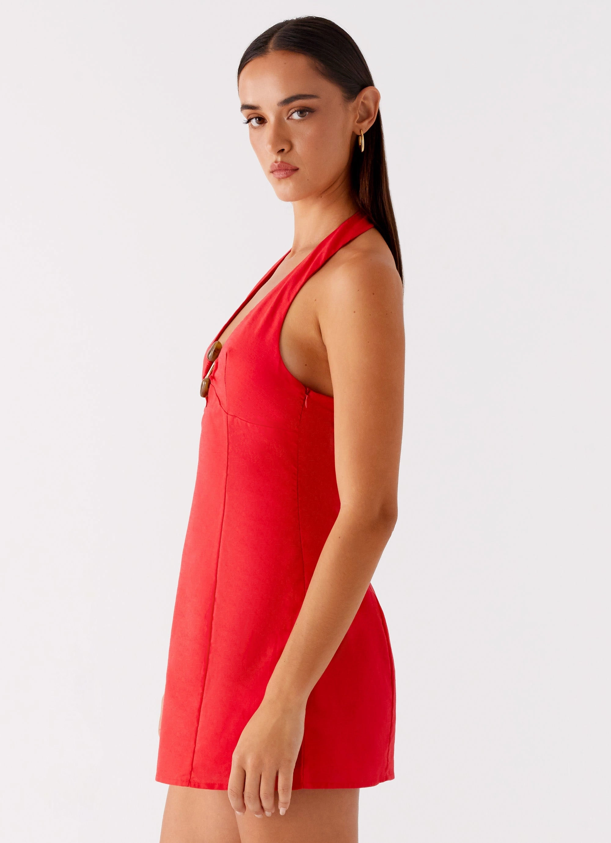 Roxe Mini Dress - Red Rural Charm BreathableFabric