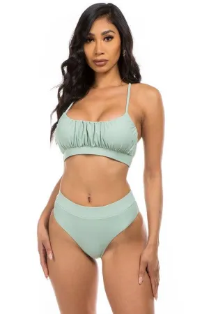 Ruched Two-Piece High Waist Bikini