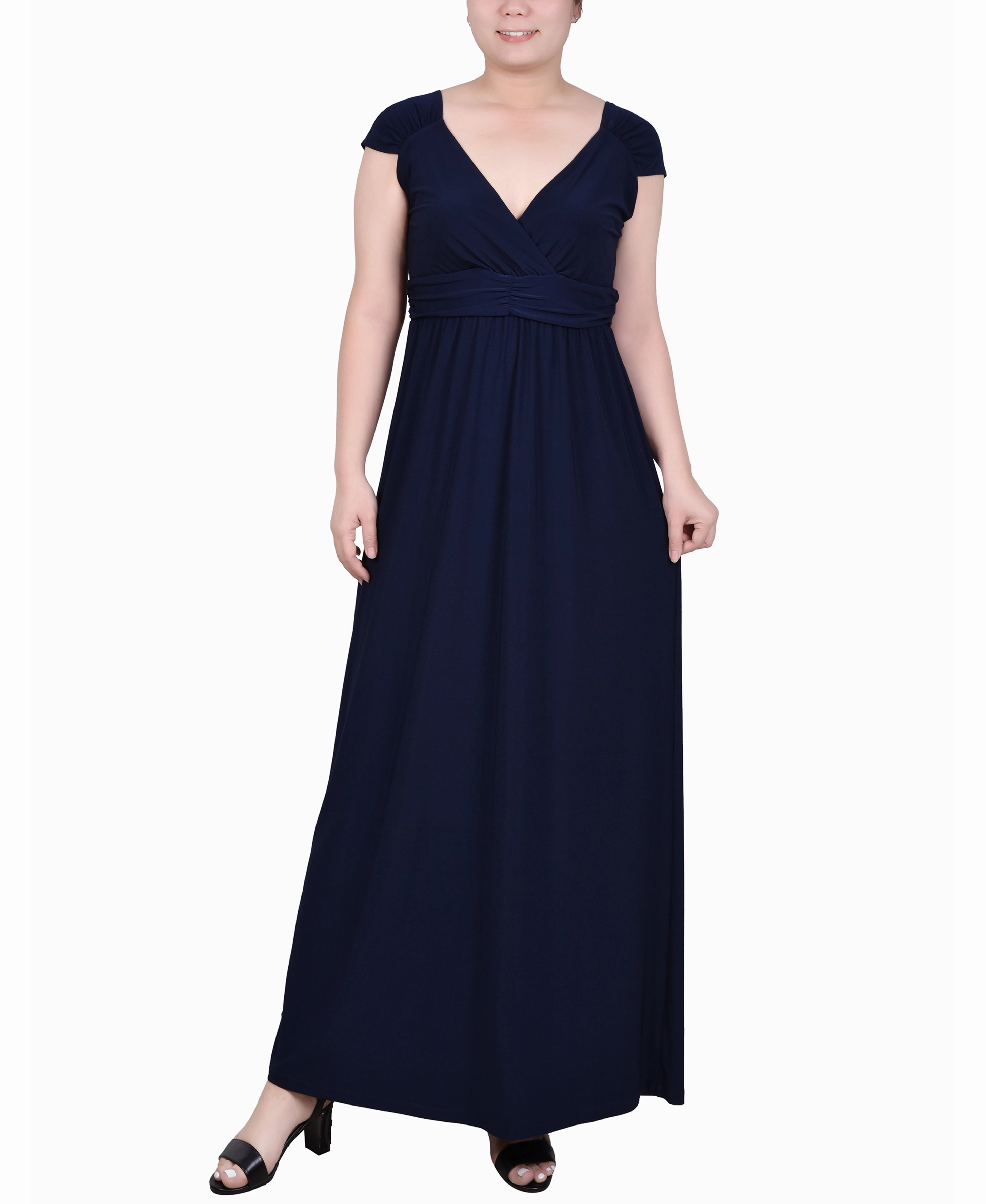 Ruched Empire-Waist Maxi Dress Color-Blocked