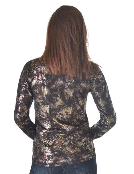 Party Look Luxury Cowgirl Tuff Womens Quarter Zip Cadet Black Poly/Spandex Athletic Shell Jacket