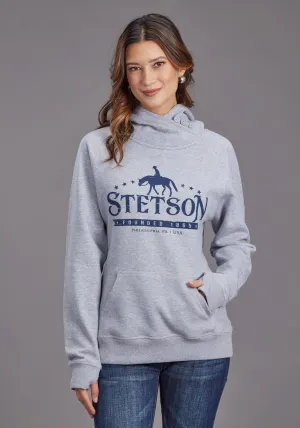Rugged Feel Stetson Womens Horserider Stars Grey Cotton Blend Hoodie Stetson Womens Horserider Stars Grey Cotton Blend Hoodie Stretch Classic Wear Casual Cool