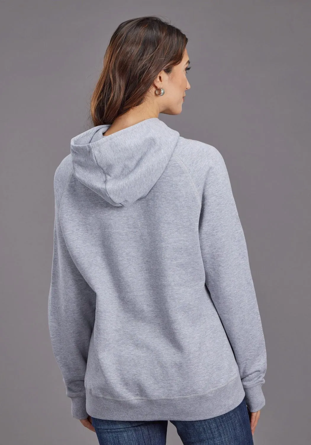 Stetson Womens Horserider Stars Grey Cotton Blend Hoodie Office Wear Trendy Home Comfort