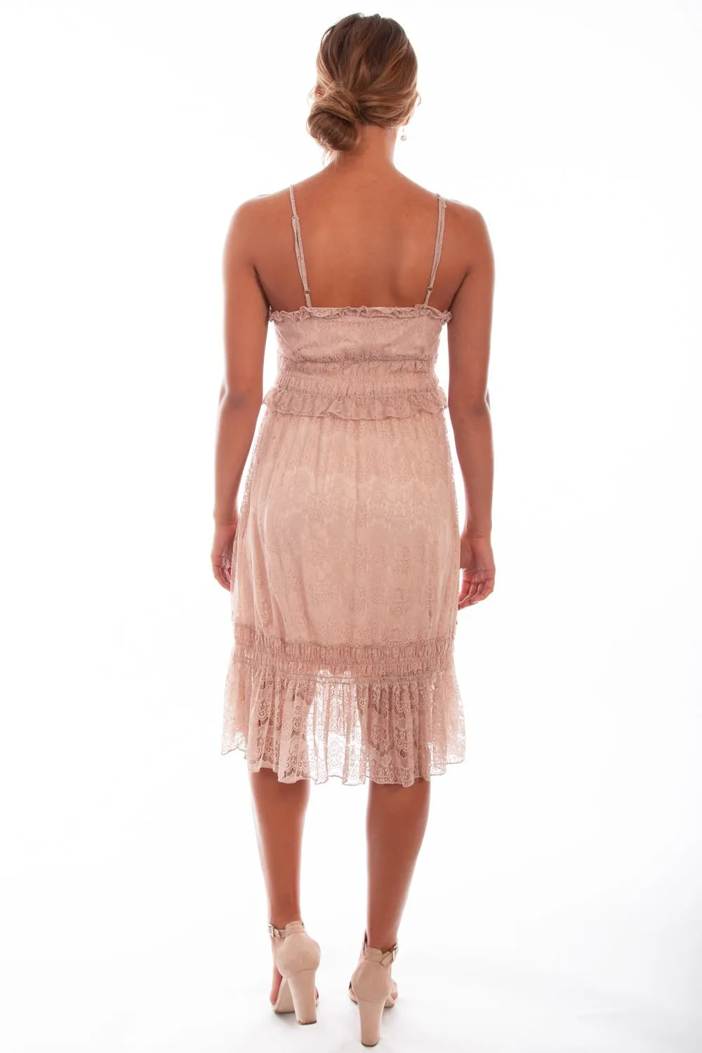 Night Out Parent Style Scully Womens Rose Polyester Tiered Lace S/L Dress