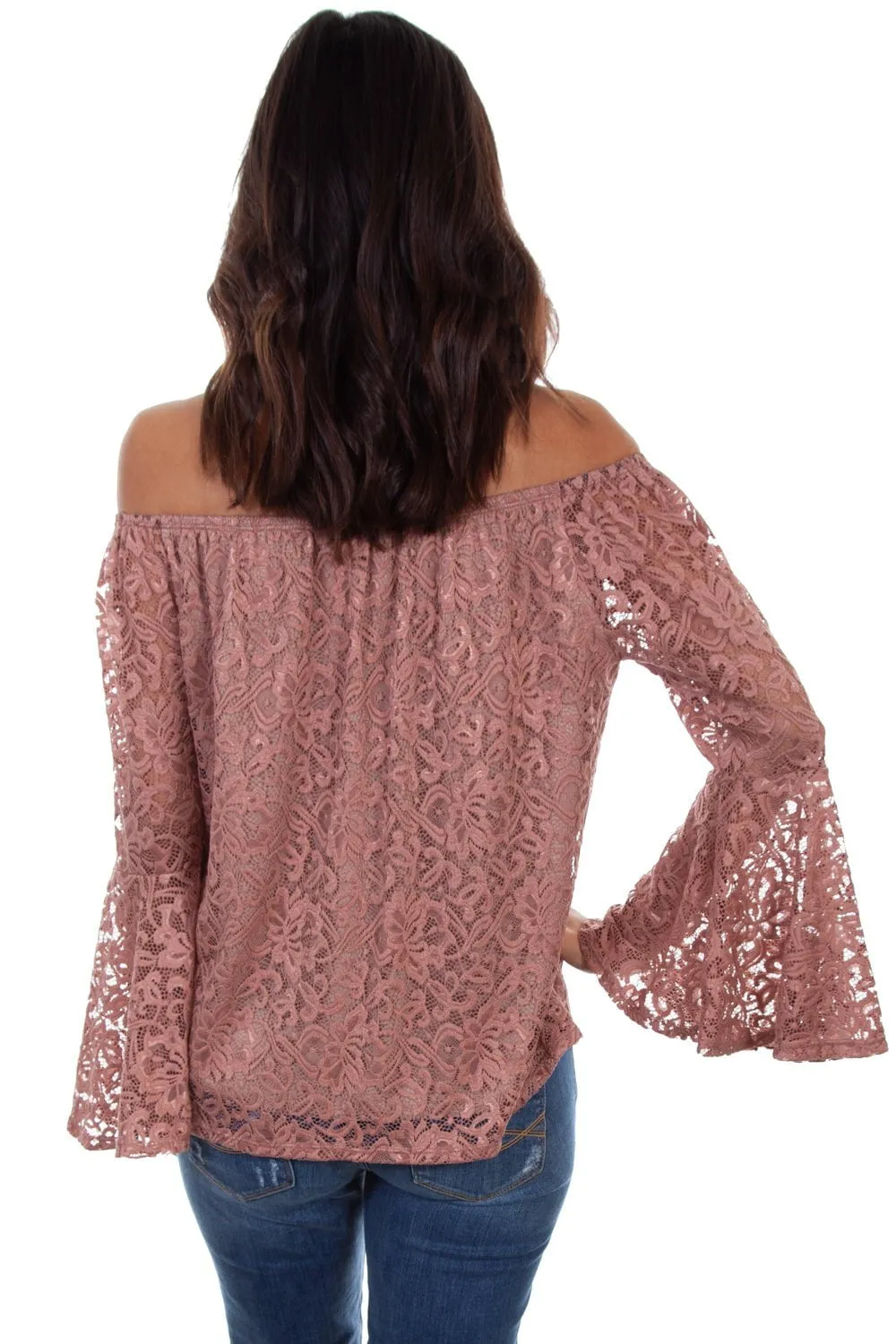 Streetwear Fan Night Out Scully Womens Mauve Nylon Ruffle Lace L/S Tunic