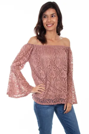 Rugged Mode Scully Womens Mauve Nylon Ruffle Lace L/S Tunic Scully Womens Mauve Nylon Ruffle Lace L/S Tunic Perfect Fit Design
