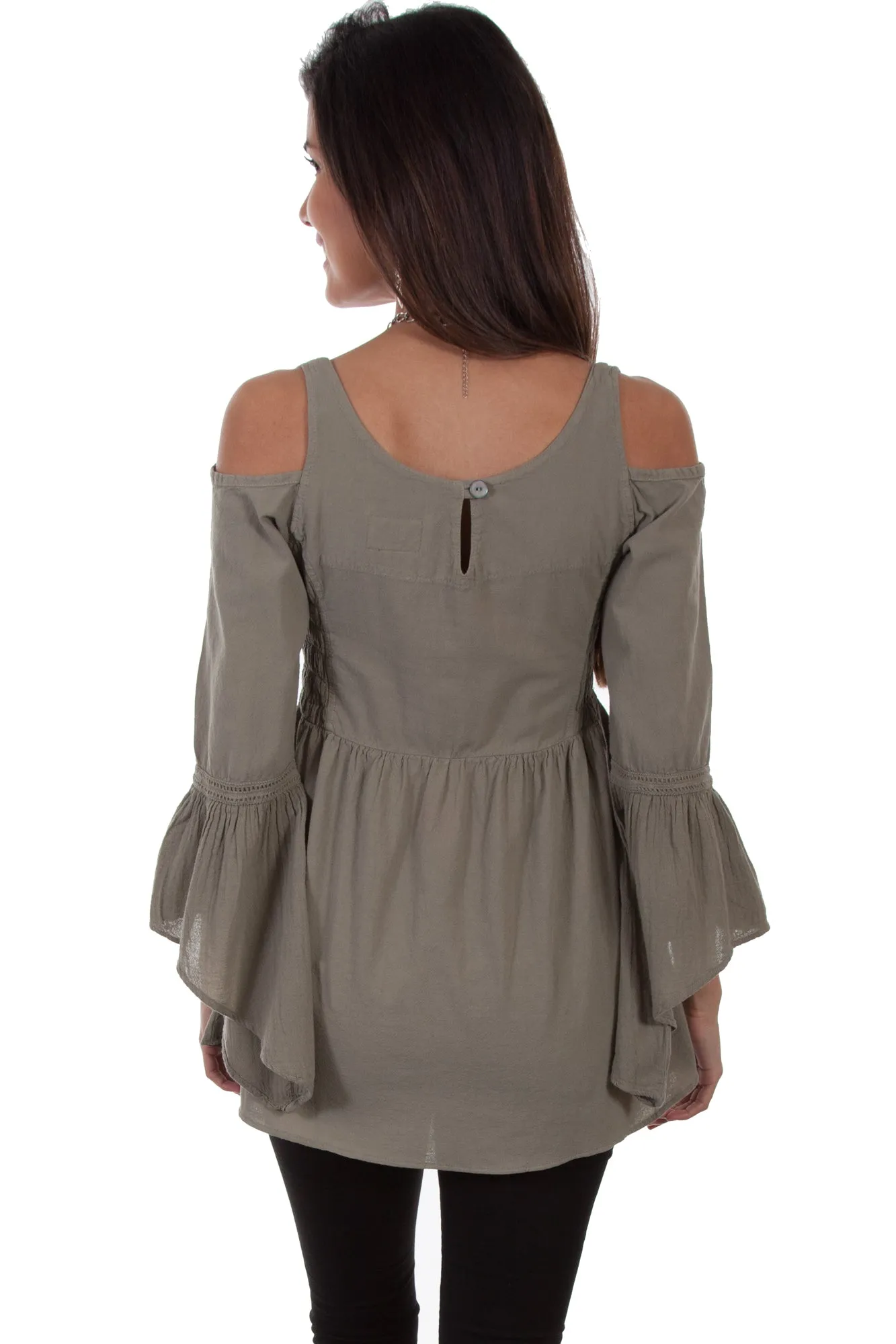 Scully Womens Olive 100% Cotton Floral Vine L/S Tunic Traveler Gear Nature Lover Night Out Durable Minimalist Style Party Look