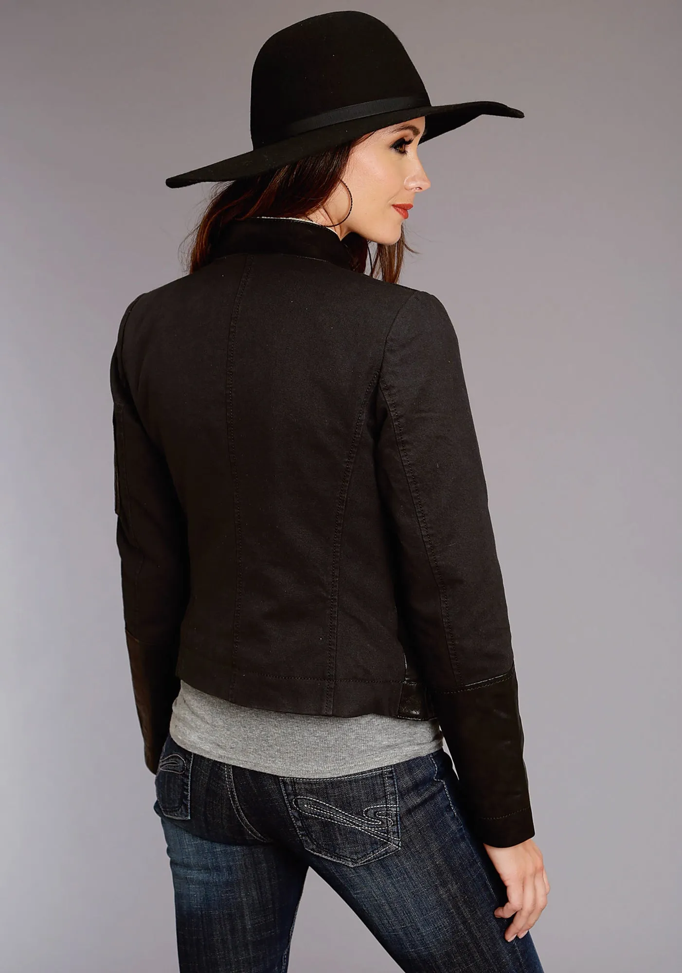 Simple Attire Stetson Womens Black Leather Sherpa Lined Jacket