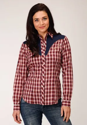 Rugged Touch Roper Womens Red/Navy Cotton Blend Small Plaid L/S Fancy Shirt Roper Womens Red/Navy Cotton Blend Small Plaid L/S Fancy Shirt Essential Wear