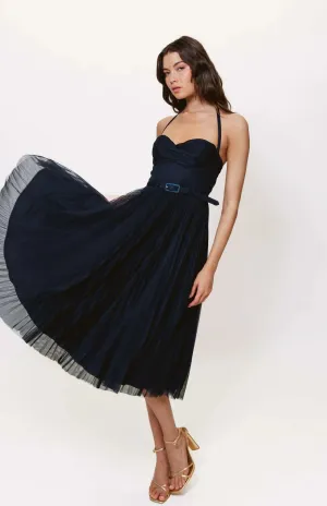 Rumor Twist Front Tulle Maxi Dress in Navy Beach Gear Rumor Twist Front Tulle Maxi Dress in Navy Formal Occasion