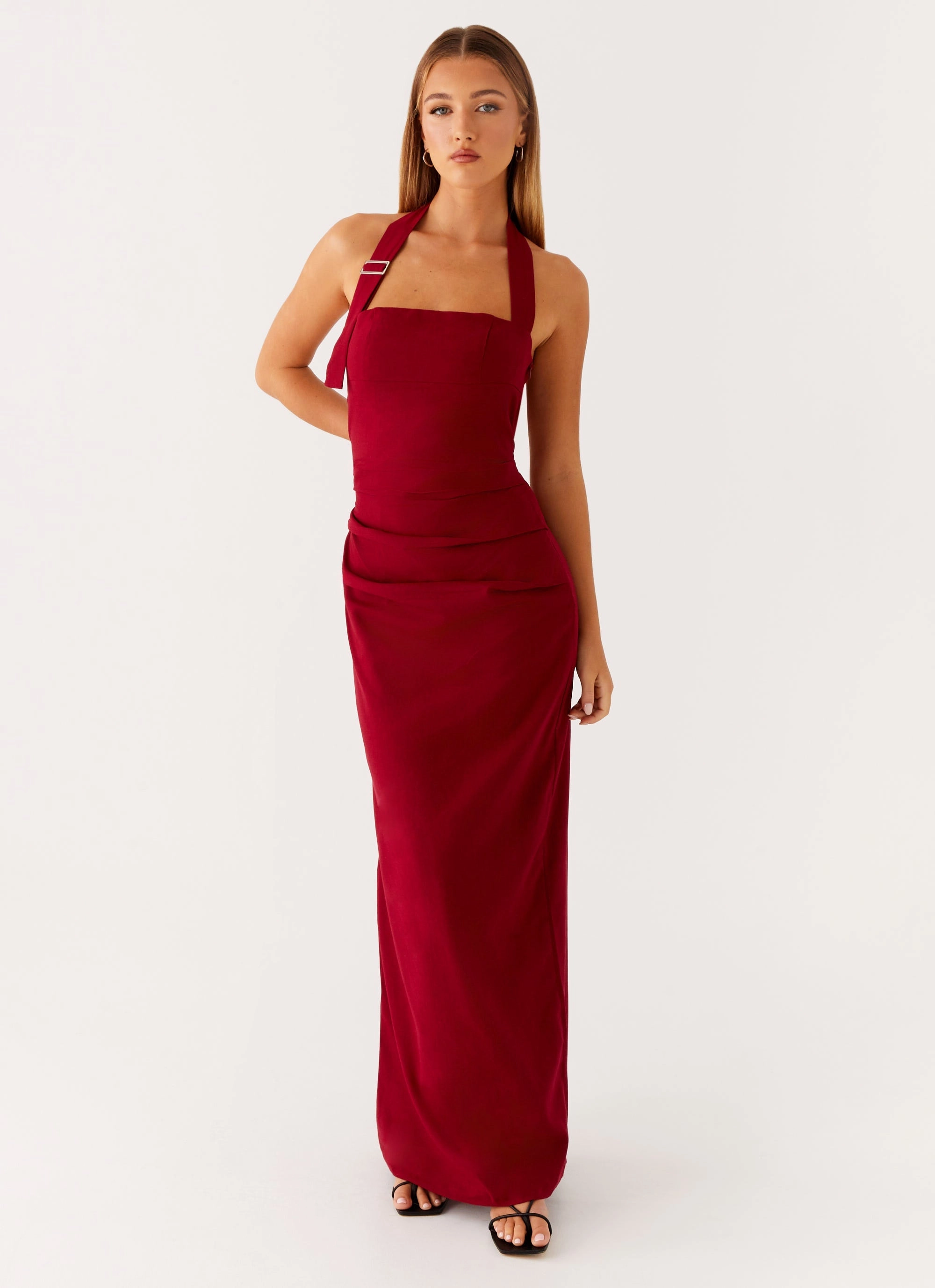 Rumour Has it Maxi Dress - Red Satin Glow