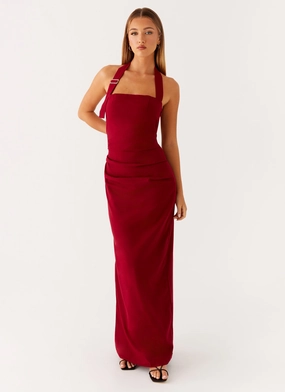 Rumour Has it Maxi Dress - Red Low Back Rumour Has it Maxi Dress - Red Satin Glow